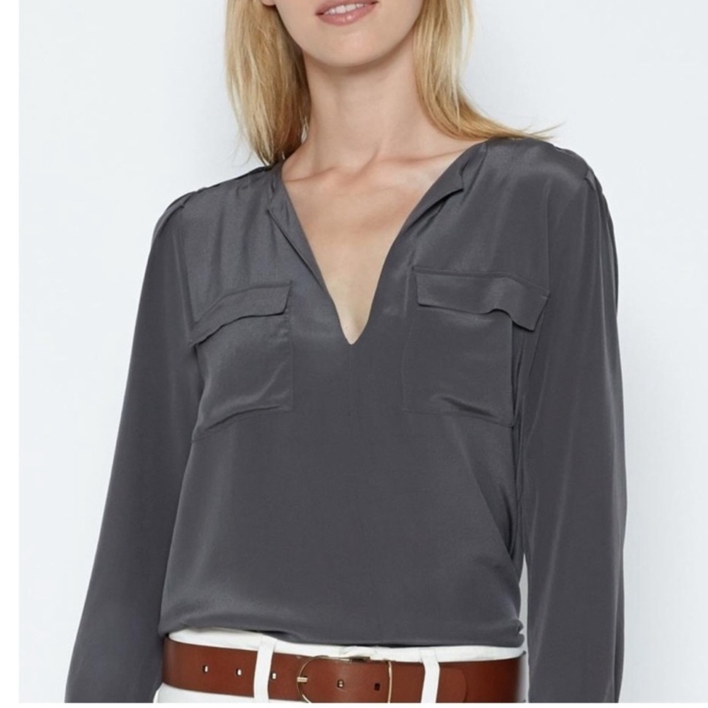 Joie Marlo 100% Silk Black Long Sleeve Blouse Top Size Small
